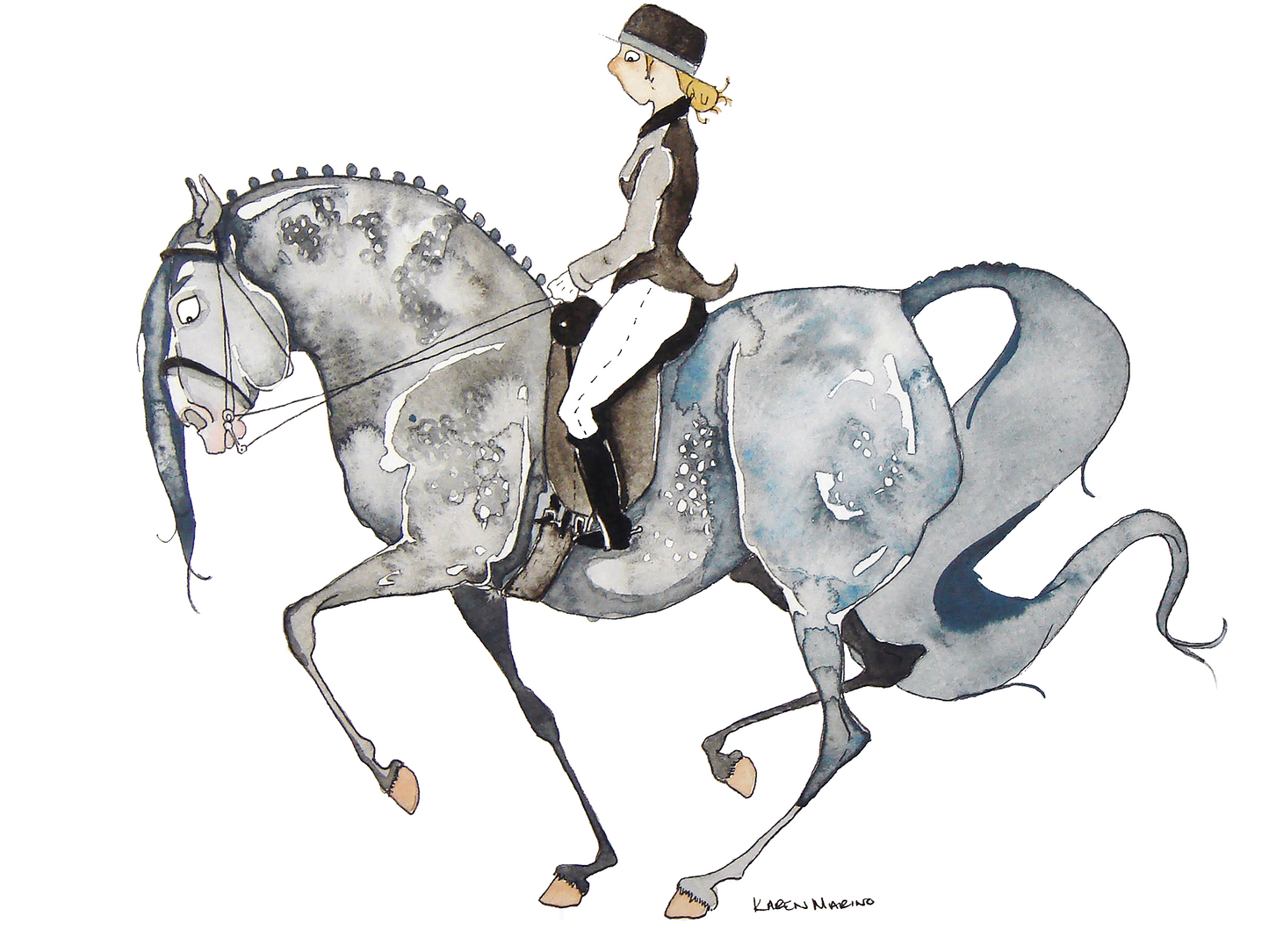 Dapple grey dressage warmblood print