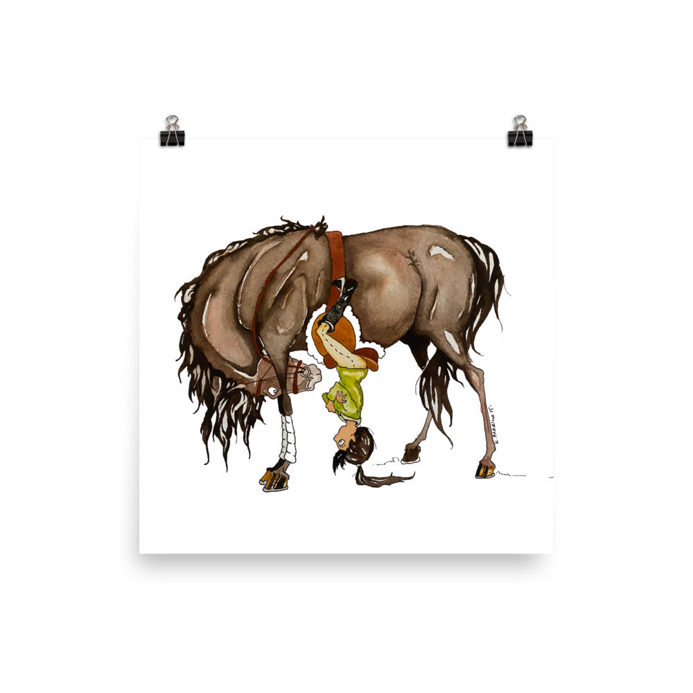 Upside Down Cheeky Equestrian Art Print