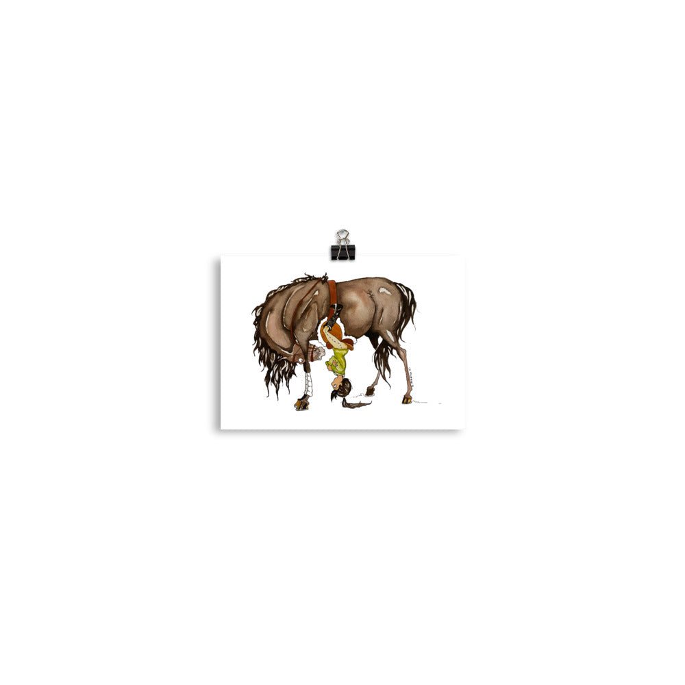 Upside Down Cheeky Equestrian Art Print