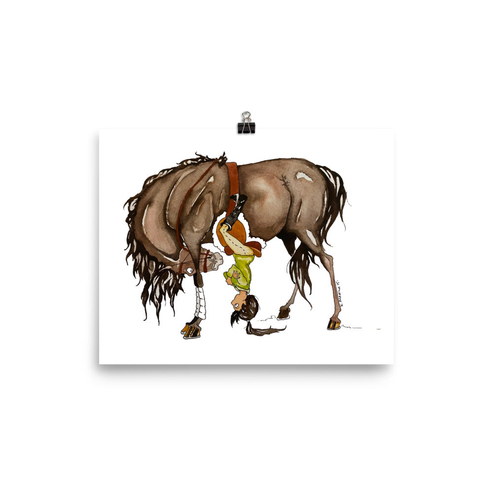 Upside Down Cheeky Equestrian Art Print